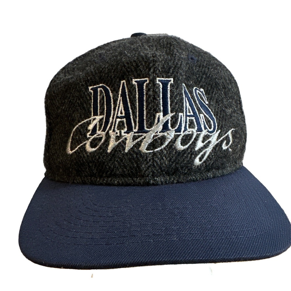 VTG Dallas Cowboys Script Snapback RARE Hat 90s Gray Dome Star #1 Apparel USA